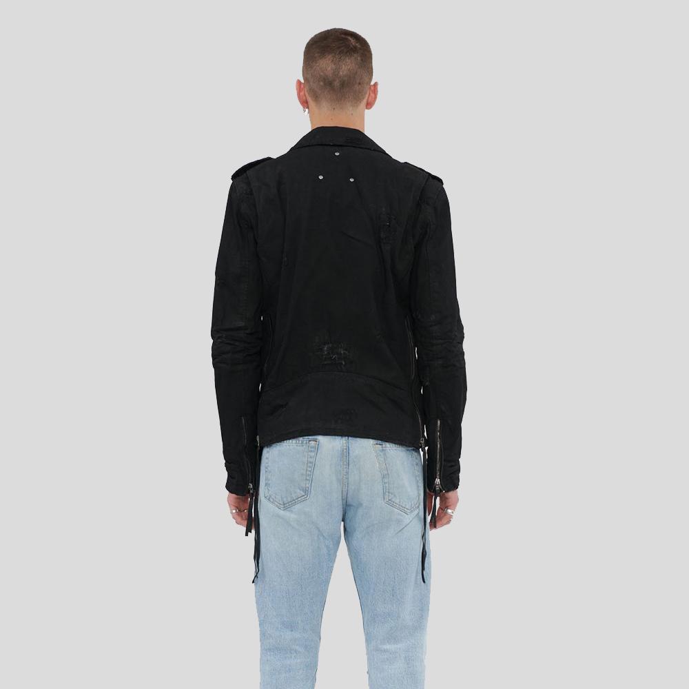 Mytch Black Motorcycle Leather Jacket - Shearling leather