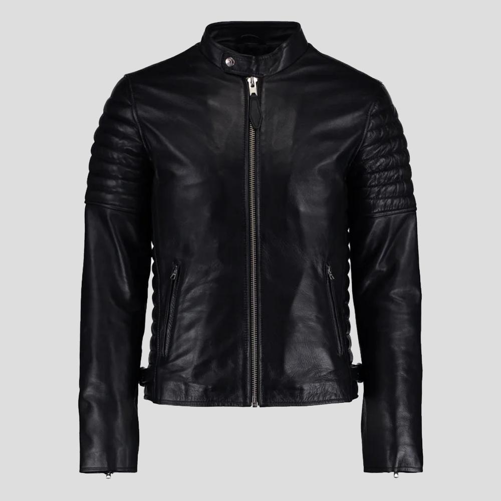 Neil Black Quilted Lambskin Leather Jacket - Shearling leather
