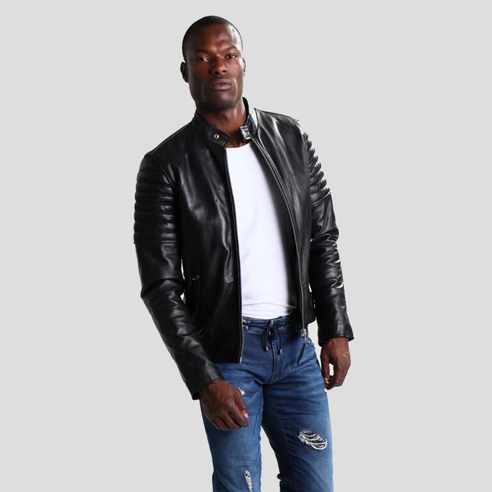 Neil Black Quilted Lambskin Leather Jacket - Shearling leather