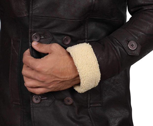 Superfly Beige Shearling Leather Coat