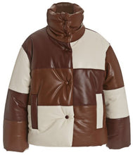 Load image into Gallery viewer, Luxury Style Lamb Brown Leather Puffer Jacket - Shearling leather
