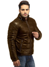 Load image into Gallery viewer, Men’s Real Soft Lamb Leather Puffer Jacket - Shearling leather
