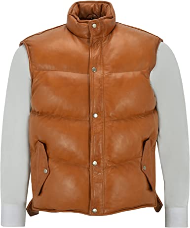 Men’s Lamb Puffer Leather Waistcoat - Shearling leather