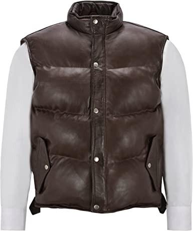 Men’s Lamb Puffer Leather Waistcoat - Shearling leather
