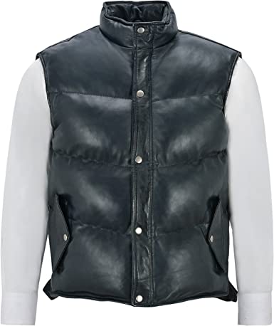 Men’s Lamb Puffer Leather Waistcoat - Shearling leather