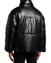 Load image into Gallery viewer, Men’s Hide Vegan-Genuine Leather Puffer Jacket - Shearling leather
