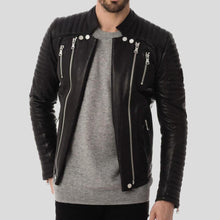 Load image into Gallery viewer, Dwite Black Quilted Leather Jacket - Shearling leather
