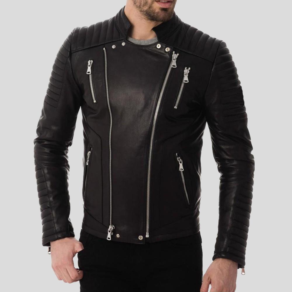 Dwite Black Quilted Leather Jacket - Shearling leather