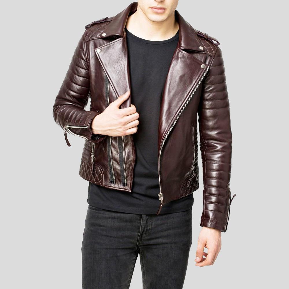 Dyor Brown Quilted Leather Jacket - Shearling leather