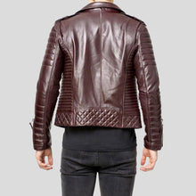 Load image into Gallery viewer, Dyor Brown Quilted Leather Jacket - Shearling leather
