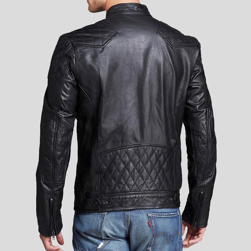 Frits Black Quilted Leather Jacket - Shearling leather
