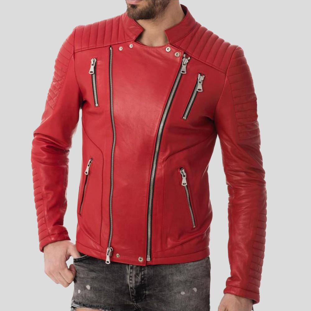 Gyles Red Quilted Leather Jacket - Shearling leather
