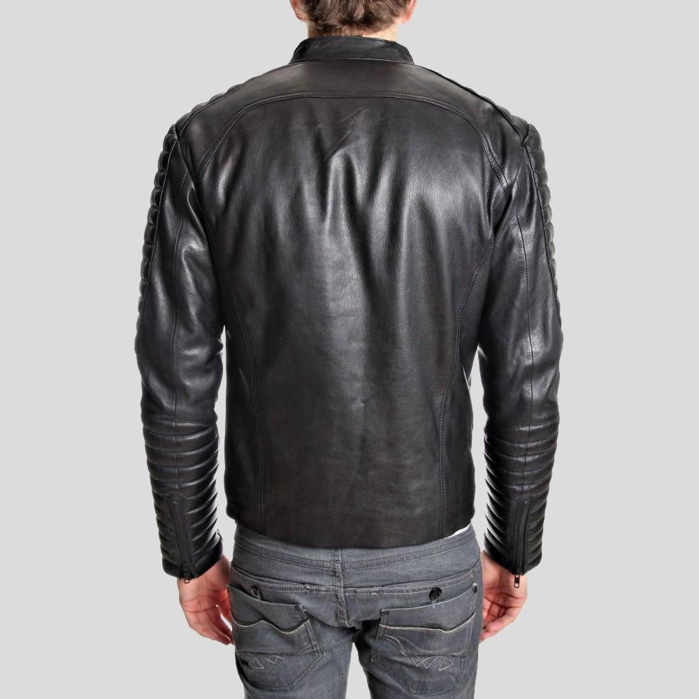 Iwan Black Quilted Genuine Leather Jacket - Shearling leather