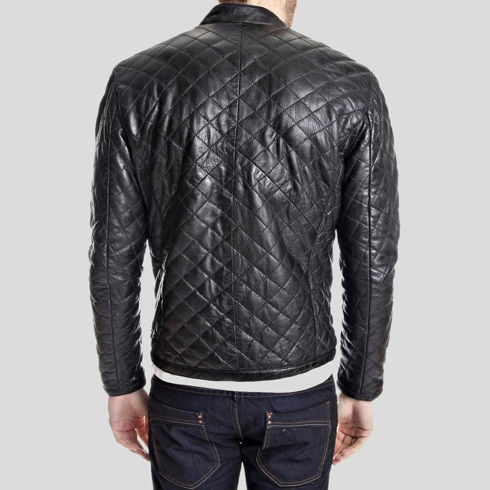 Kyler Black Quilted Leather Jacket - Shearling leather