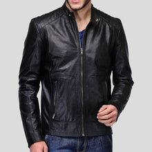 Load image into Gallery viewer, Nyle Black Quilted Lambskin Leather Jacket - Shearling leather

