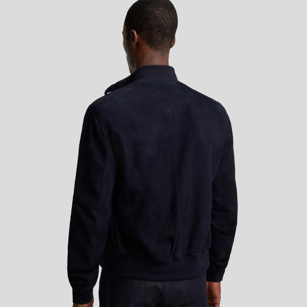 Quinton Blue Suede Leather Jacket - Shearling leather