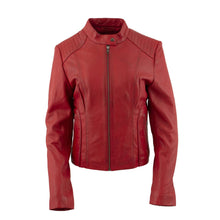 Load image into Gallery viewer, Women RAF B3 Sheepskin Red Biker Leather Jacket
