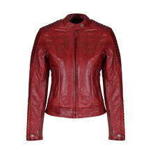 Load image into Gallery viewer, Women Red B3 Sheepskin Leather Biker Jacket
