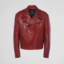 Load image into Gallery viewer, Women&#39;s Red Sheepskin leather biker jacket
