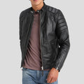 Rene Black Quilted Lambskin Leather Jacket - Shearling leather
