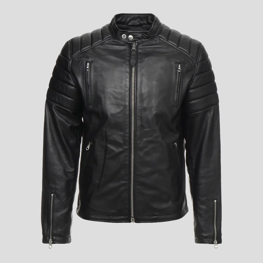 Rene Black Quilted Lambskin Leather Jacket - Shearling leather