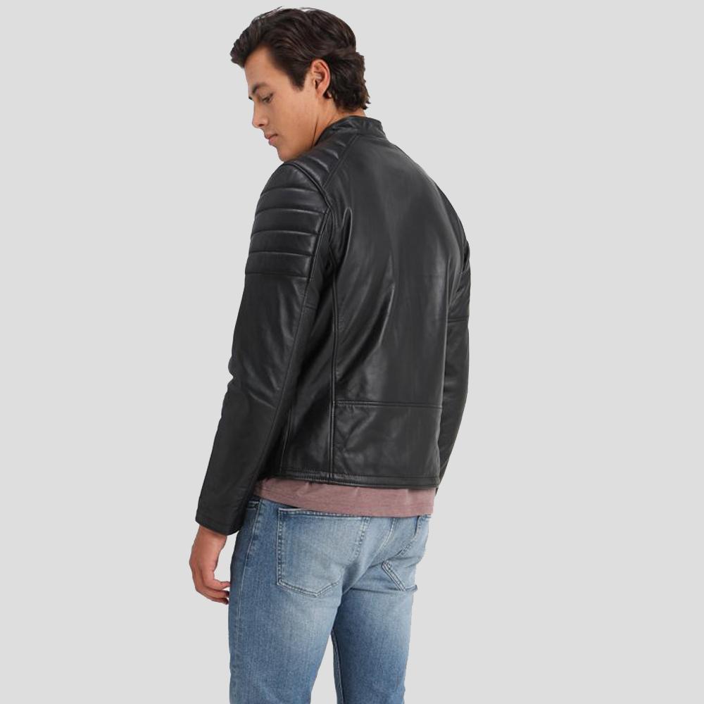 Rene Black Quilted Lambskin Leather Jacket - Shearling leather