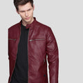 Santiago Red Quilted Leather Jacket - Shearling leather