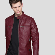 Load image into Gallery viewer, Santiago Red Quilted Leather Jacket - Shearling leather
