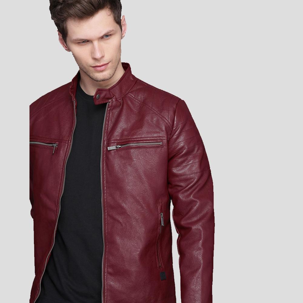 Santiago Red Quilted Leather Jacket - Shearling leather