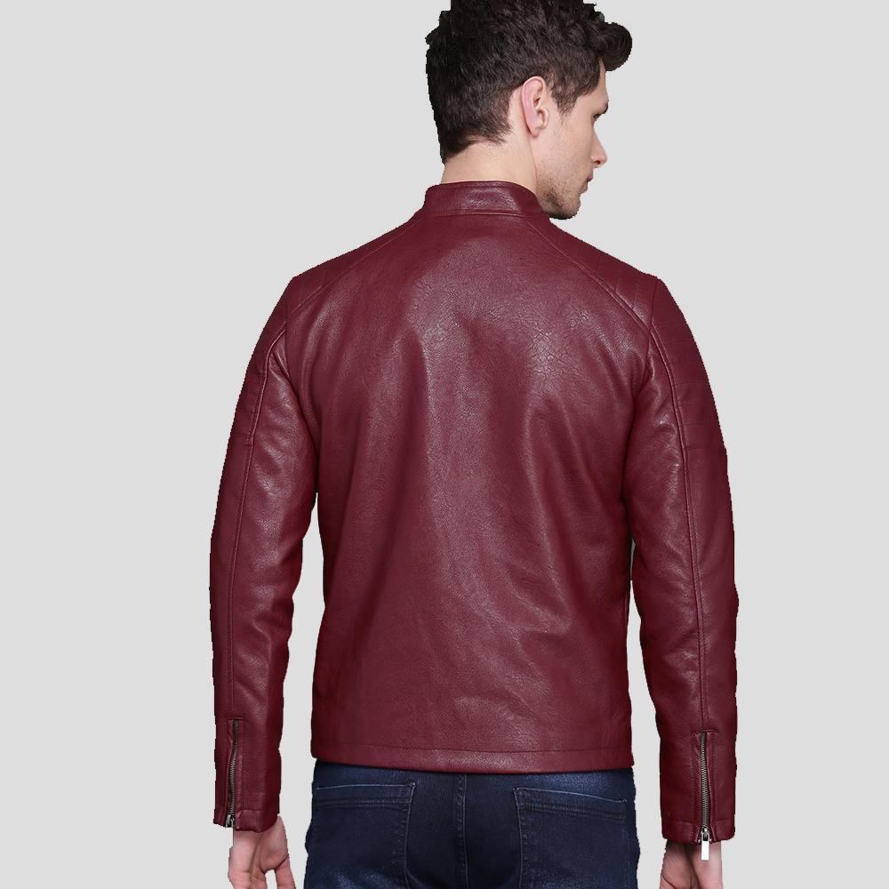 Santiago Red Quilted Leather Jacket - Shearling leather