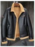 Mens Sheepskin Motorcycle Shearling Leather Bomber Jacket 