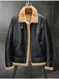 Mens Thick Winter Motorcycle Shearling Fur Leather Jacket Coat 