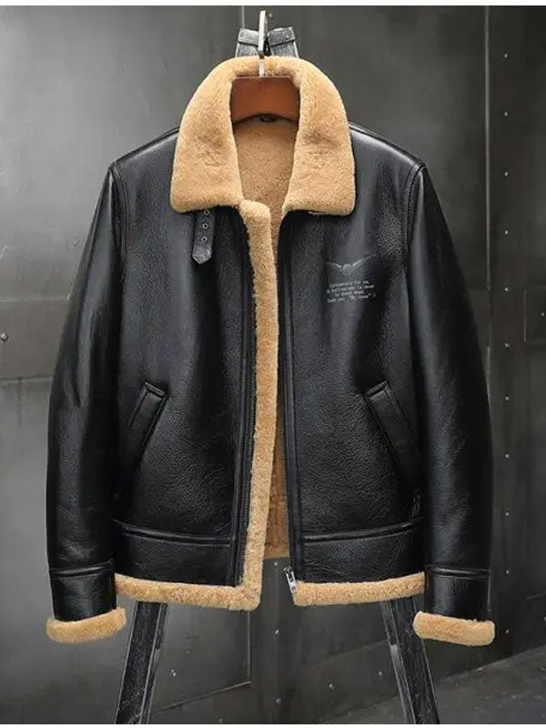 Mens Thick Winter Motorcycle Shearling Fur Leather Jacket Coat 