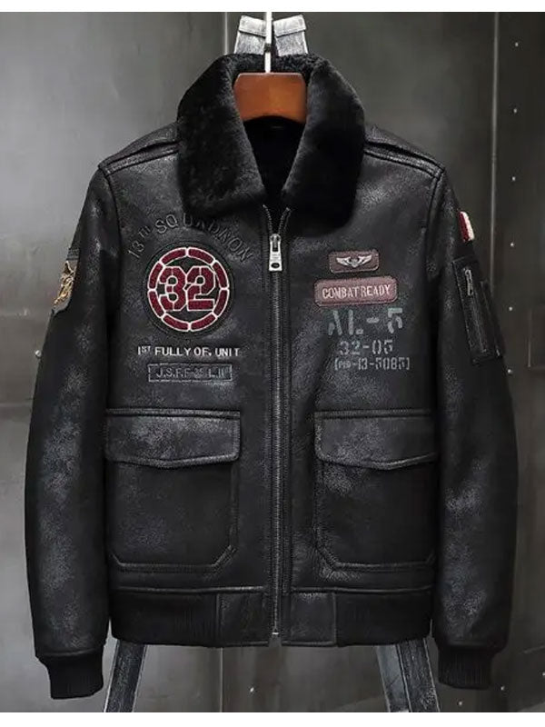 Men Airforce Flight Jacket | Shearling Jackets | Leather Bomber Jacket