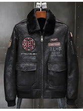 Load image into Gallery viewer, Men Airforce Flight Jacket | Shearling Jackets | Leather Bomber Jacket

