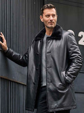Load image into Gallery viewer, Mink Fur Coat Long Fur Outwear Black Leather Overcoat
