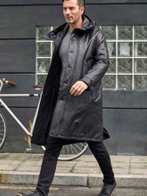 Load image into Gallery viewer, Leather Down Jacket Long Winter Overcoat Warm Oversize Outwear
