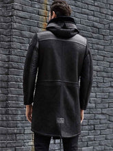 Load image into Gallery viewer, Men&#39;s Winter Shearling Fur Black Leather Long Trench Coat Outerwear
