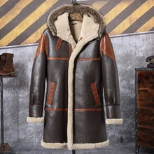 Load image into Gallery viewer, Bomber Jacket Hooded Leather Jacket 2019 New Mens Winter Coats Long Fur Jacket Trench Coat
