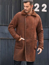 Load image into Gallery viewer, Winter Brown Fur Leather Long Trench Overcoat Outwear
