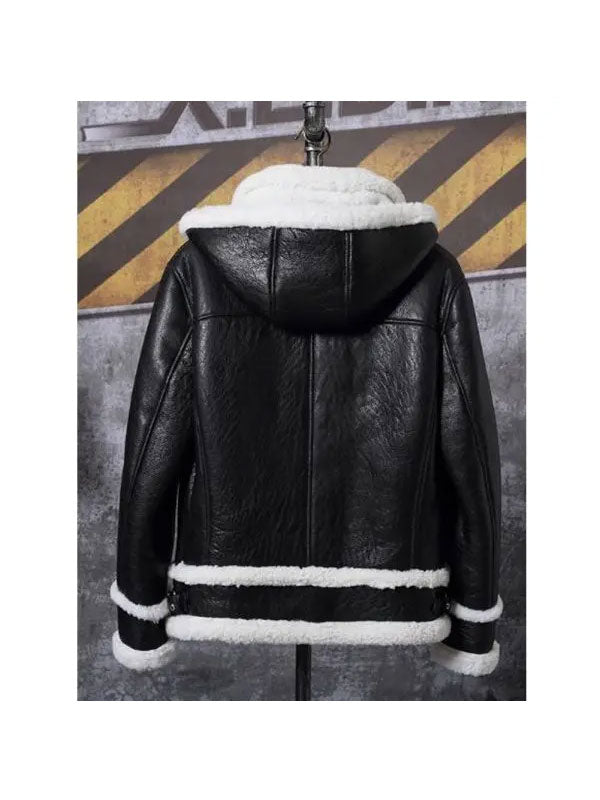 Bomber Jacket Hooded Leather Jacket New Mens Winter Coats Short Sheepskin Coat