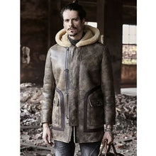 Load image into Gallery viewer, Sheepskin Coat Long Leather Jacket Hooded Fur Coat Thick Mens Winter Coats
