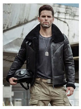 Load image into Gallery viewer, Aviator Winter Coat Fur Bomber Leather Jacket
