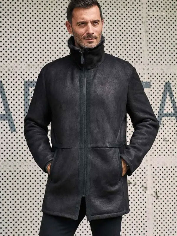 Fur Outwear Winter Black Mink Overcoat Lapel Leather Jacket
