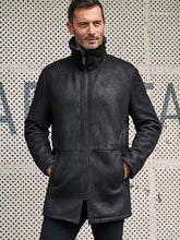 Load image into Gallery viewer, Fur Outwear Winter Black Mink Overcoat Lapel Leather Jacket
