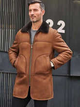 Load image into Gallery viewer, Winter Outwear Natural Sheepskin Leather Jacket Hooded Fur Overcoat
