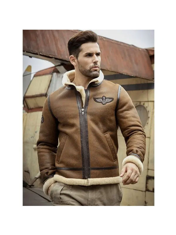  Shearling Motorcycle Leather Jacket | Leather Bomber Shearling Jacket