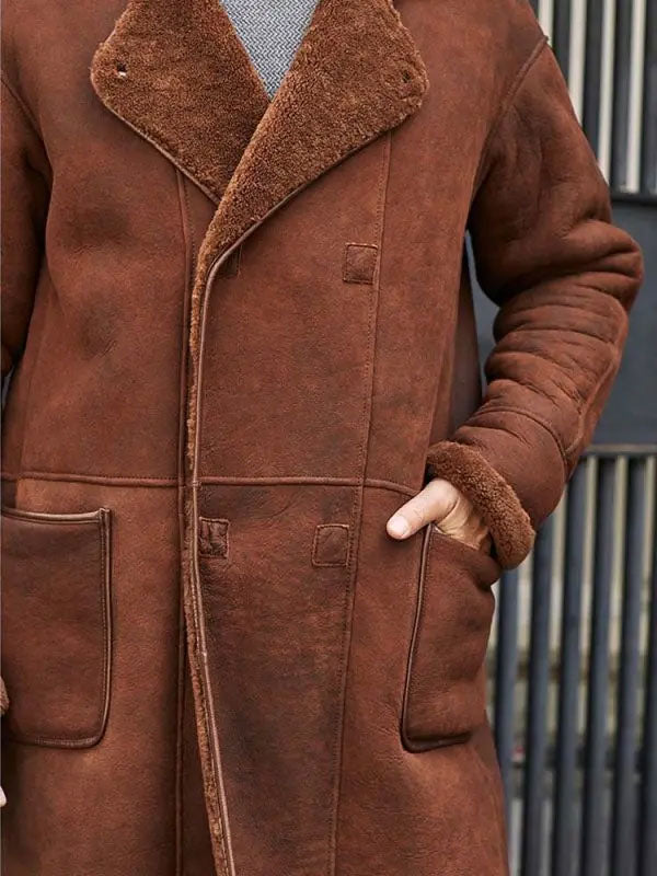 Mens Fur Leather Trench Overcoat | Shearling Coats | Leather Outterwear