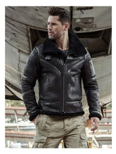 Load image into Gallery viewer, Aviator Winter Fur Bomber Leather Jacket | Aviator Shearling Jackets 
