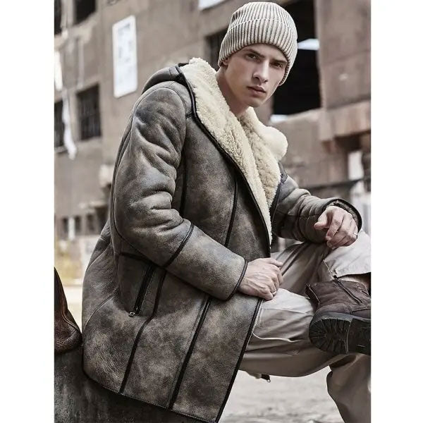 Bomber Jacket Hooded Leather Jacket 2019 New Mens Winter Coats Long Fur Jacket Trench Coat